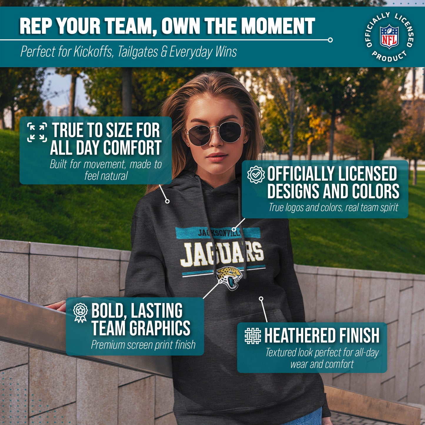 Jacksonville Jaguars NFL Adult Gameday Charcoal Hooded Sweatshirt - Charcoal