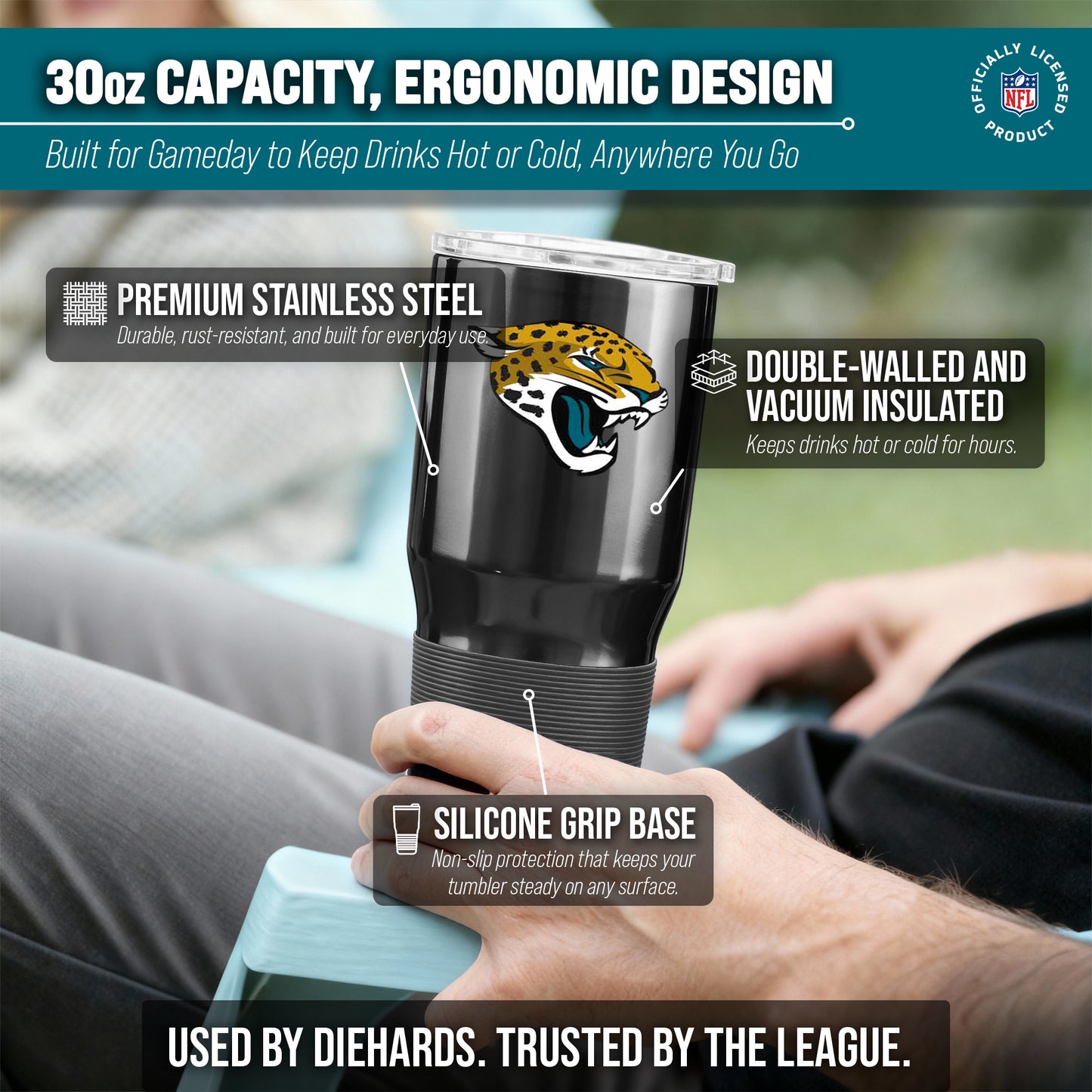 Jacksonville Jaguars NFL 30oz Gameday Stainless Steel Tumbler - Black