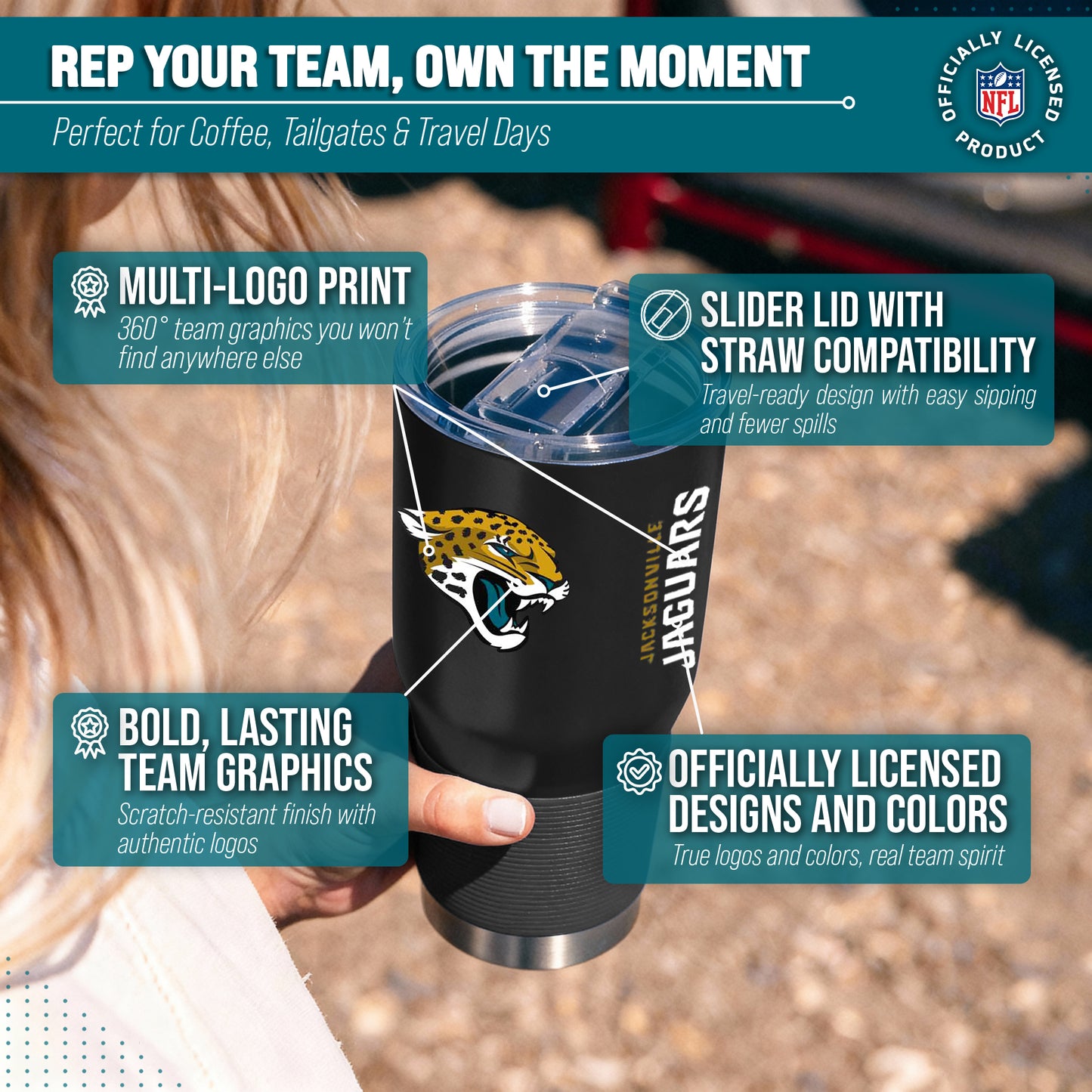 Jacksonville Jaguars NFL 30oz Gameday Stainless Steel Tumbler - Black
