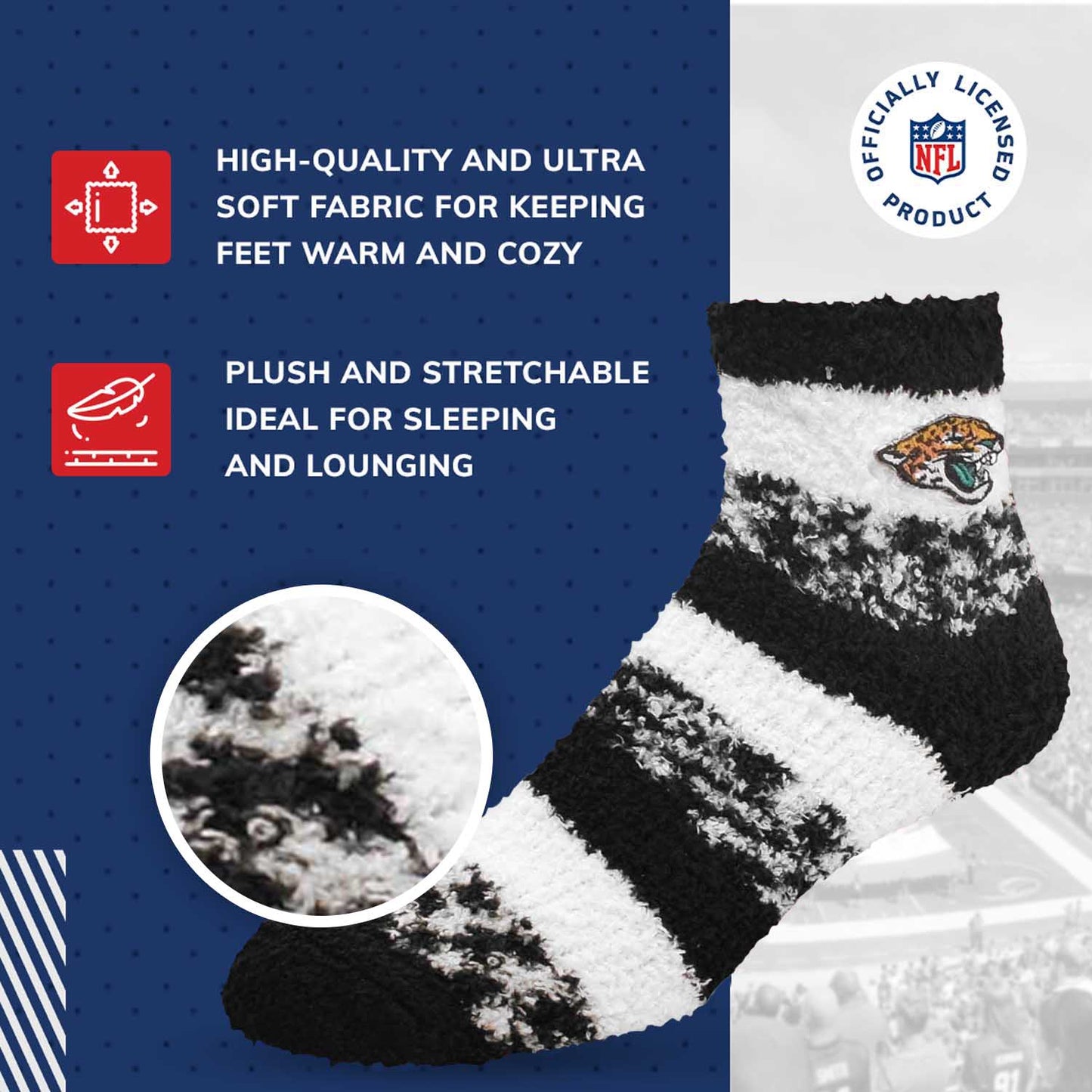 Jacksonville Jaguars NFL Cozy Soft Slipper Socks - Black