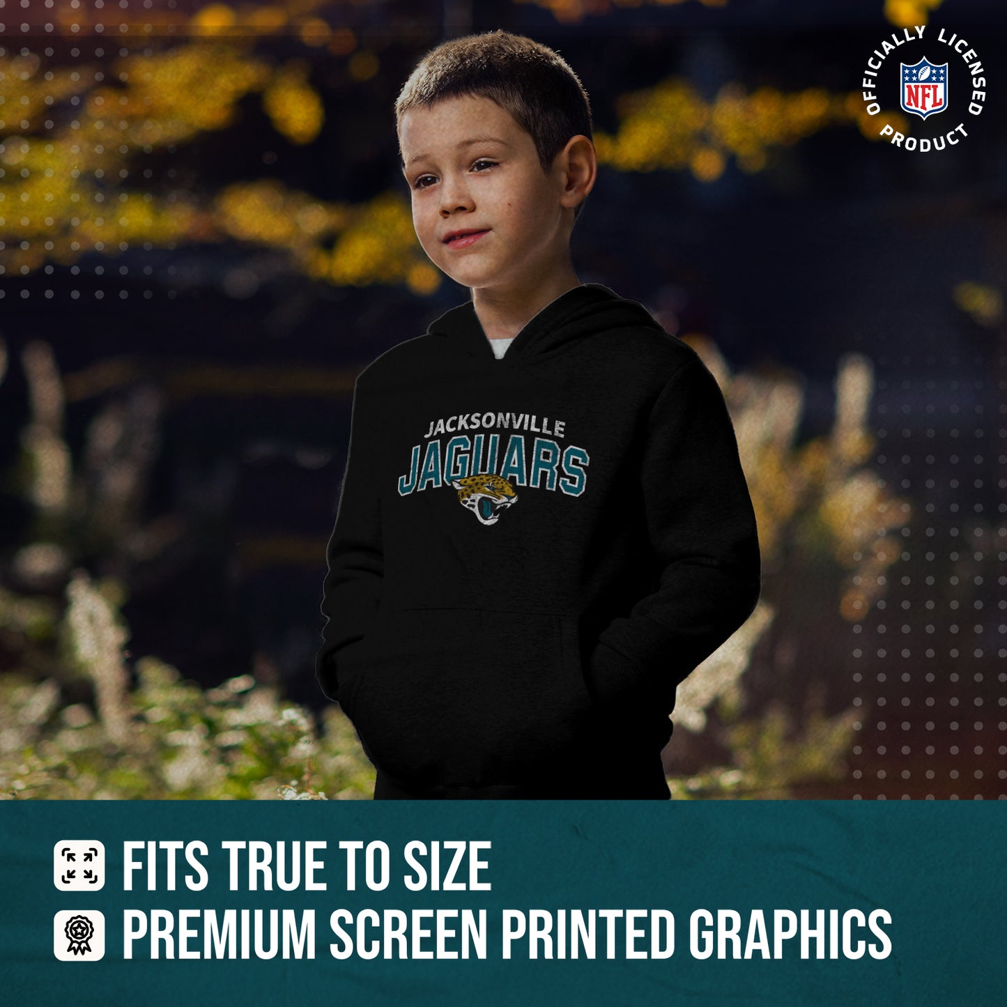 Jacksonville Jaguars NFL Youth Starting Fresh Hoodie- Pro Football Sweatshirt for Boys and Girls - Black