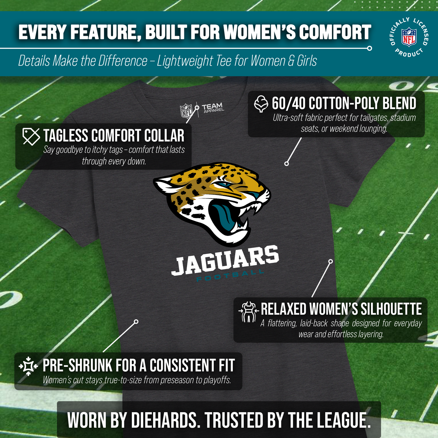 Jacksonville Jaguars Women's NFL Ultimate Fan Logo Short Sleeve T-Shirt - Black