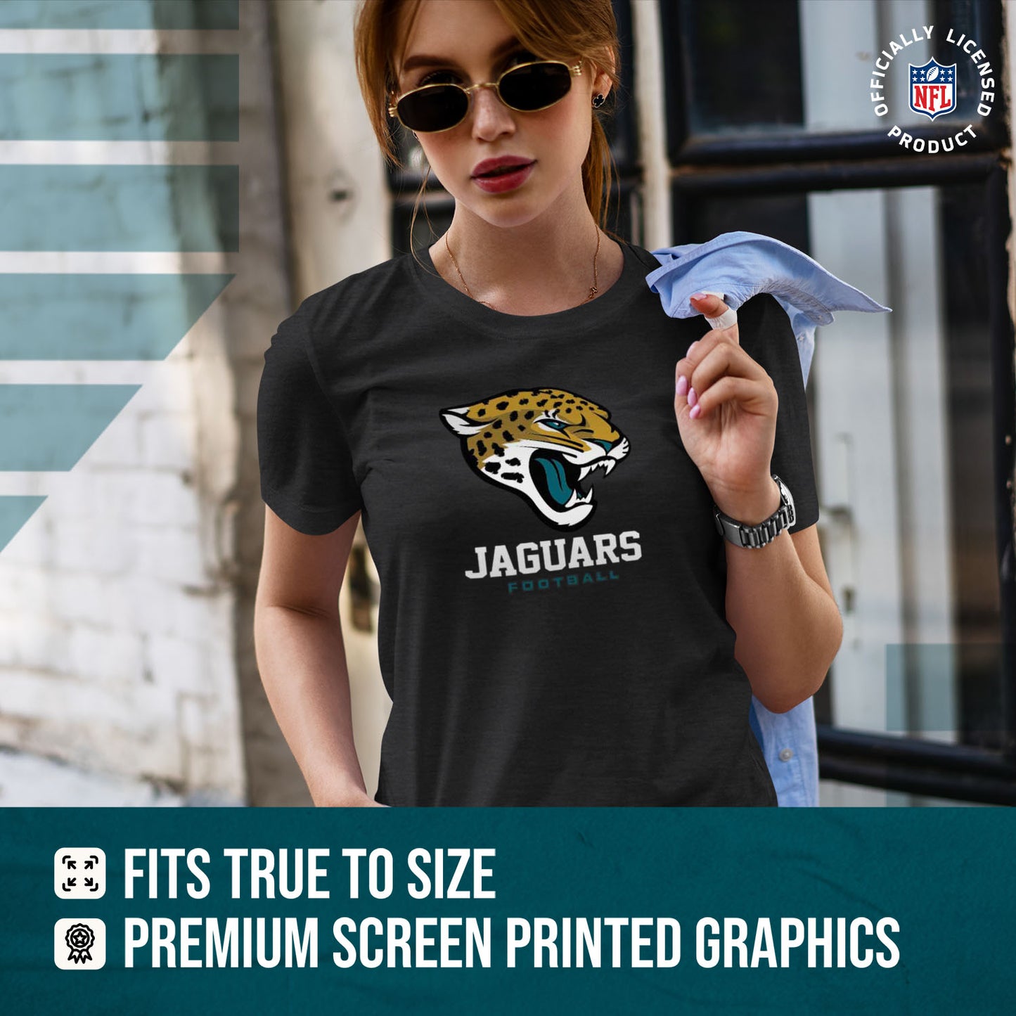 Jacksonville Jaguars Women's NFL Ultimate Fan Logo Short Sleeve T-Shirt - Black
