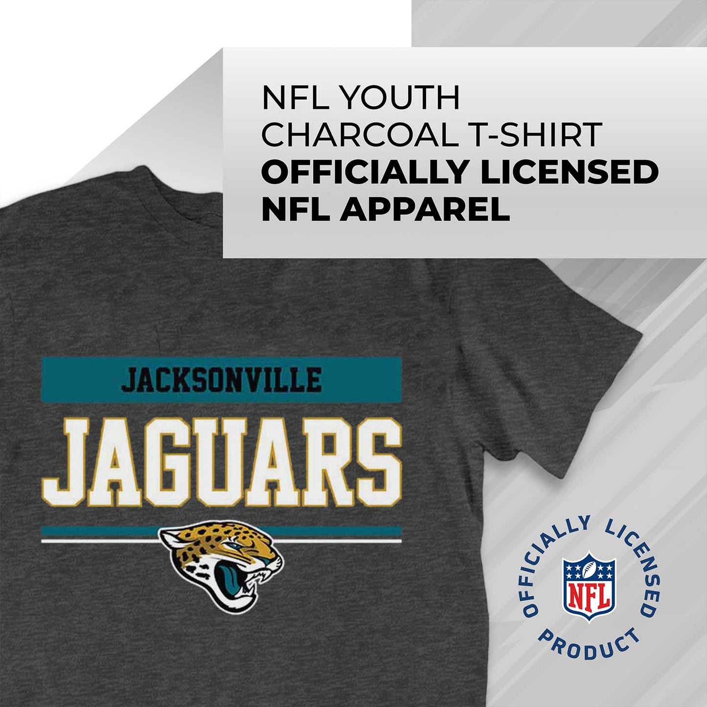 Jacksonville Jaguars NFL Youth Short Sleeve Charcoal T Shirt - Charcoal