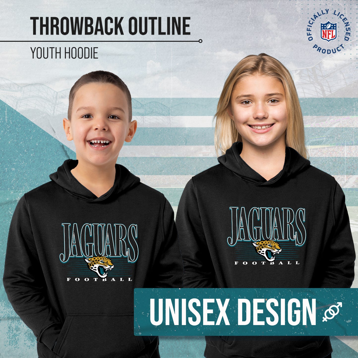 Jacksonville Jaguars NFL Youth Overtime Blueprint Football Fleece Hooded Sweatshirt - Black