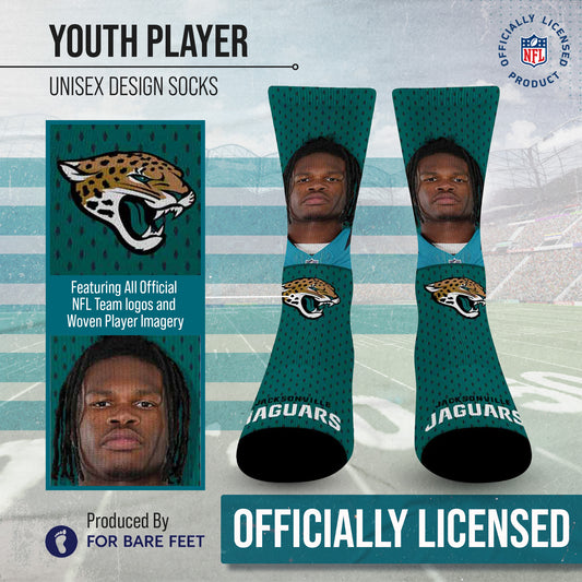 Jacksonville Jaguars NFL Youth Roster Player Crew Socks - Teal
