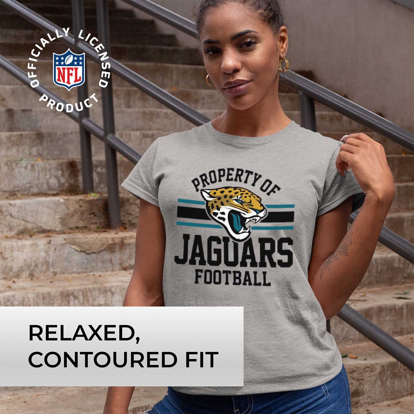 Jacksonville Jaguars NFL Womens Short Sleeve Property of Tshirt - Gray