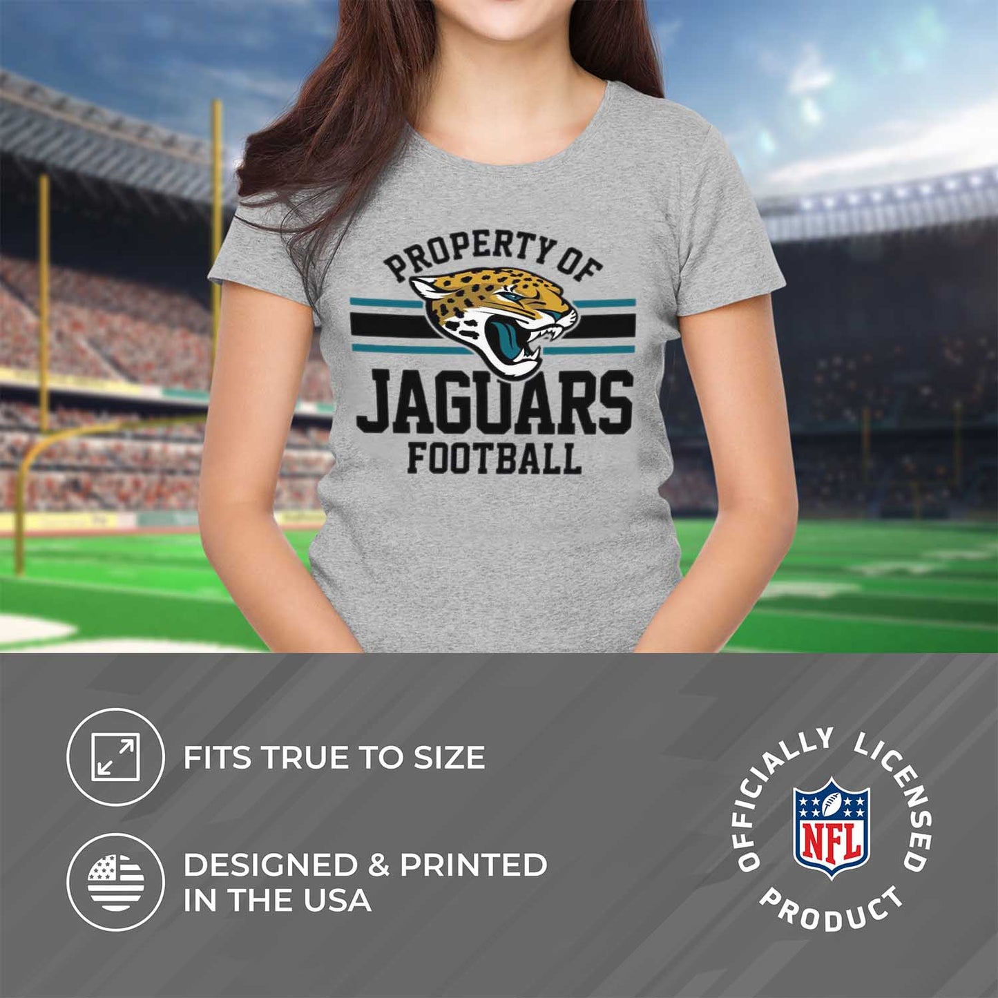 Jacksonville Jaguars NFL Womens Short Sleeve Property of Tshirt - Gray