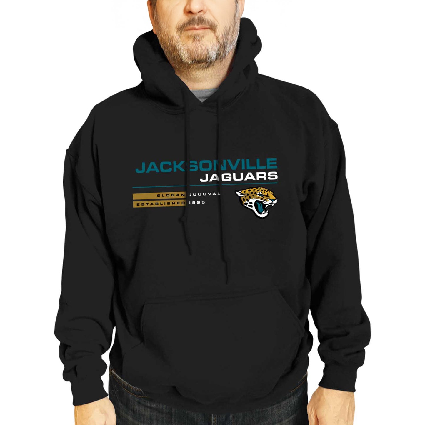 Jacksonville Jaguars Adult NFL Speed Stat Sheet Fleece Hooded Sweatshirt - Black