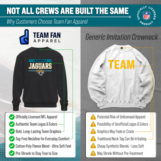 Jacksonville Jaguars NFL Adult Long Sleeve Team Block Charcoal Crewneck Sweatshirt - Charcoal