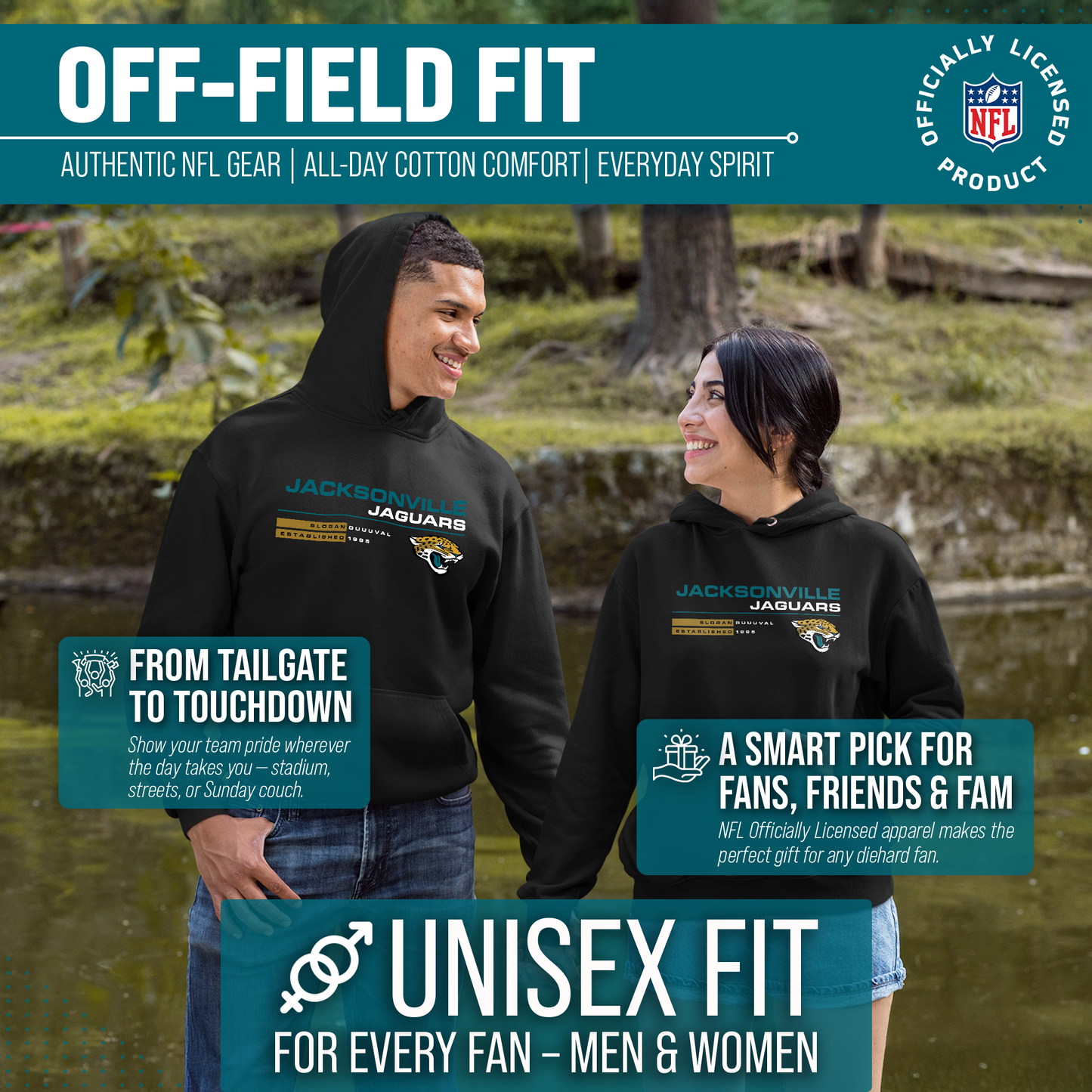 Jacksonville Jaguars Adult NFL Speed Stat Sheet Fleece Hooded Sweatshirt - Black