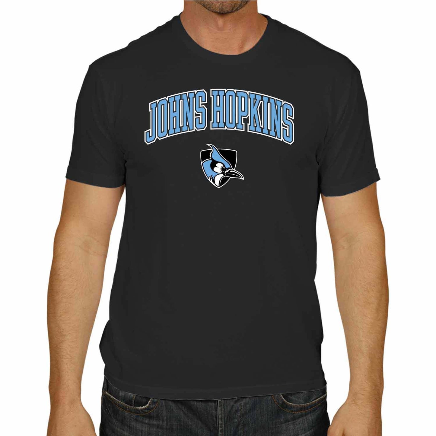 Johns Hopkins Blue Jays Arch and Logo Short Sleeve T-shirt Black - Black
