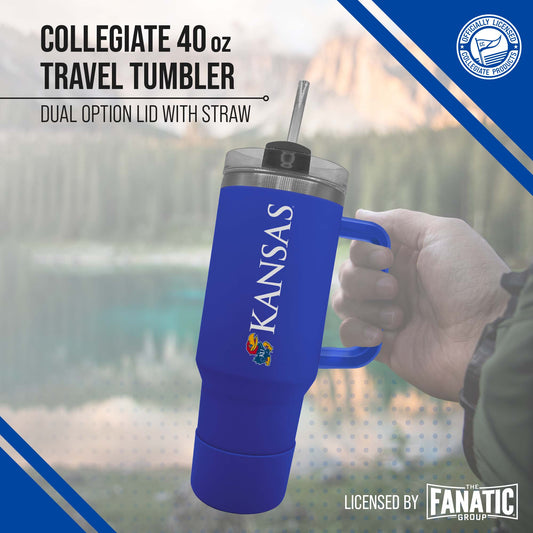 Kansas Jayhawks College & University 40 oz Travel Tumbler With Handle - Royal
