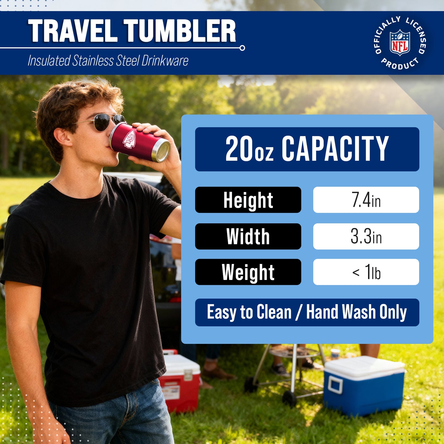 Kansas City Chiefs NFL 20oz Gameday Stainless Steel Tumbler - Red