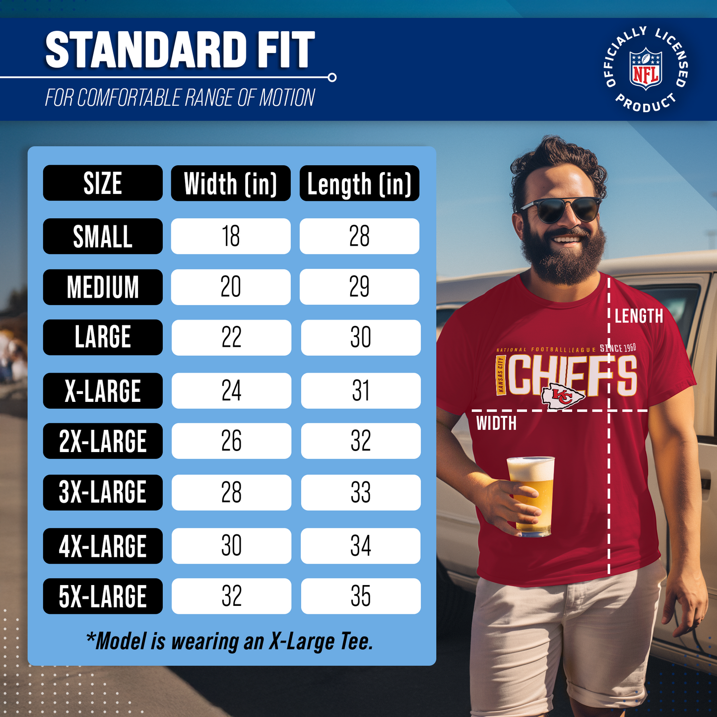 Kansas City Chiefs NFL Adult Modern Endzone Tag-Less T-Shirt - Red