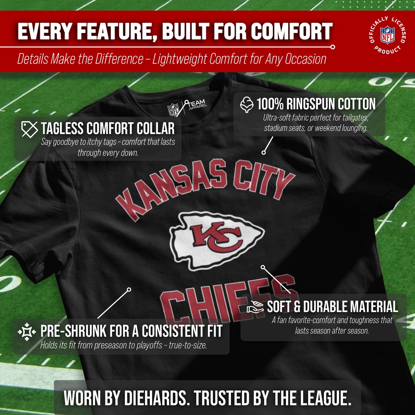 Kansas City Chiefs NFL Adult Gameday T-Shirt - Black