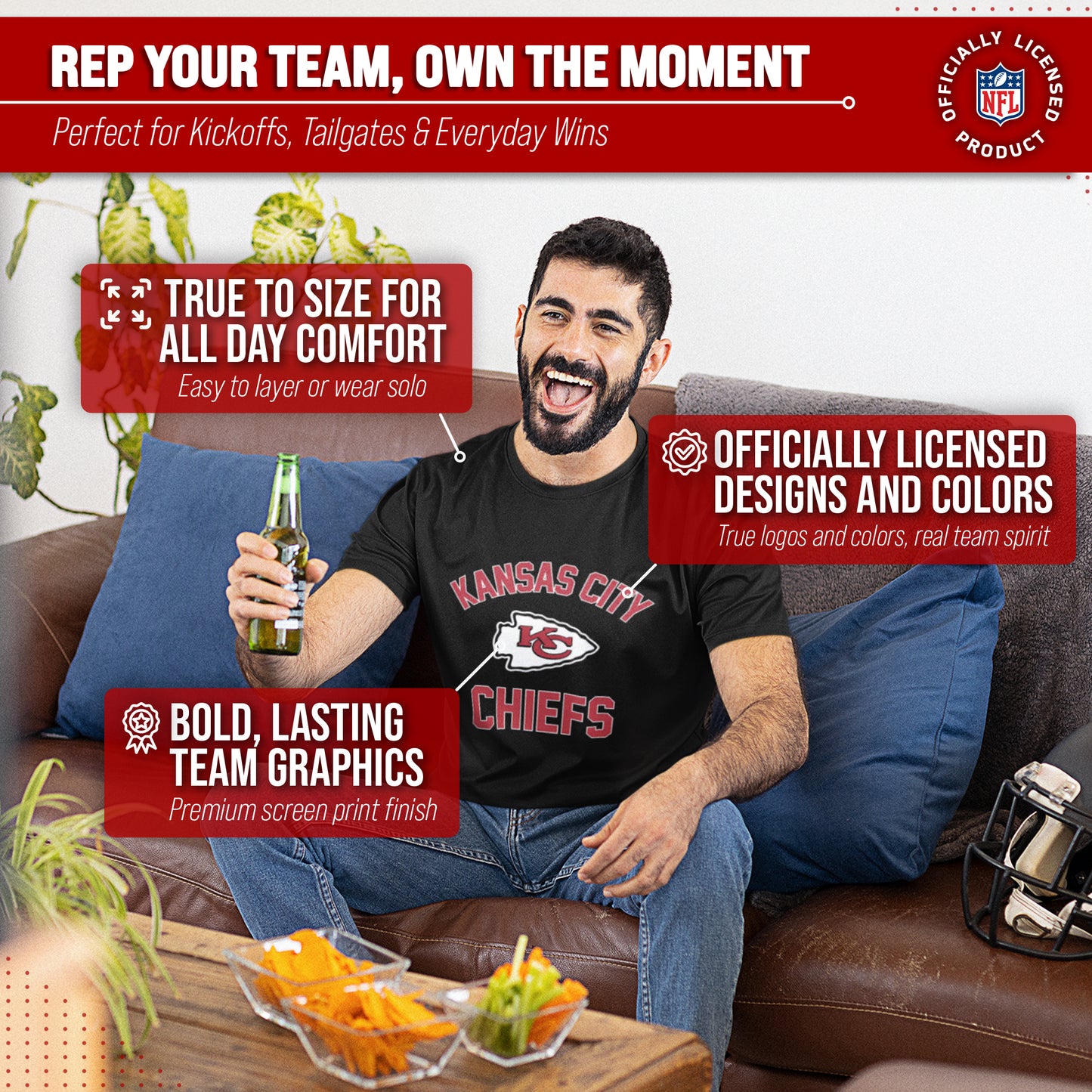 Kansas City Chiefs NFL Adult Gameday T-Shirt - Black