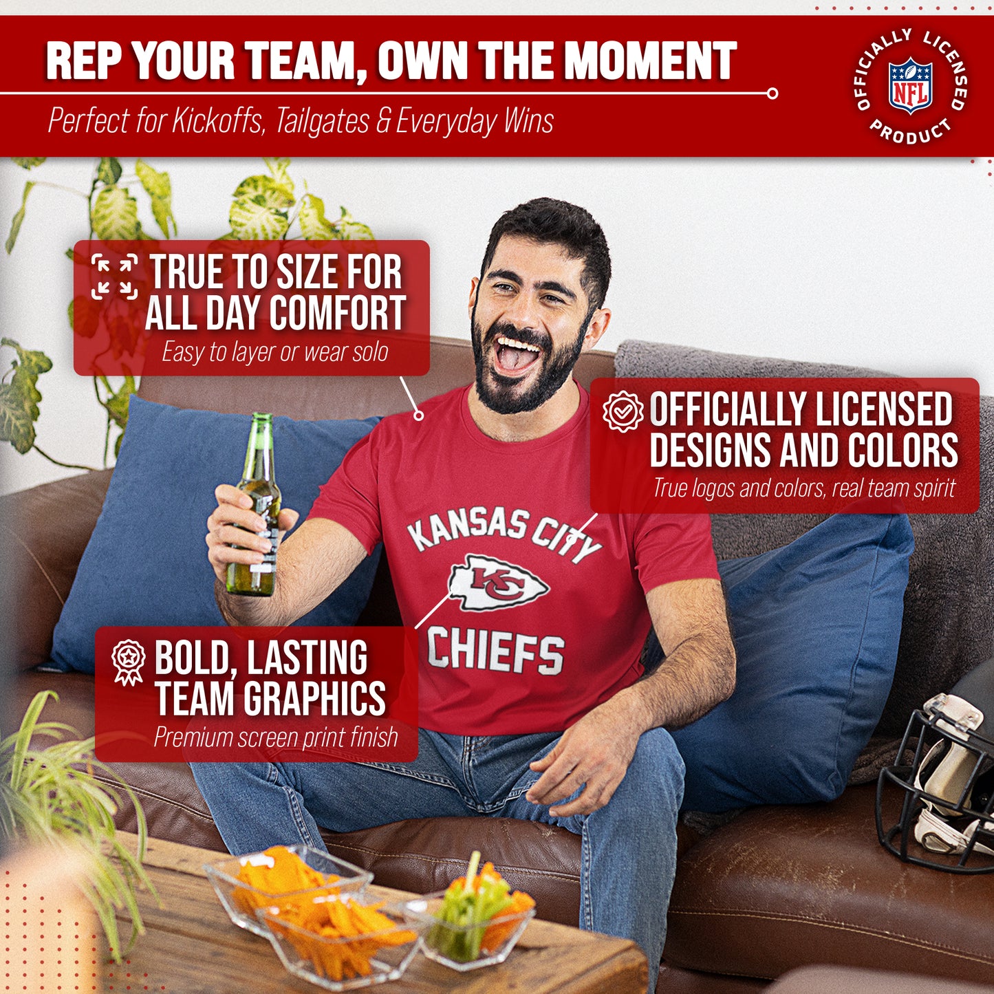 Kansas City Chiefs NFL Adult Gameday T-Shirt - Red