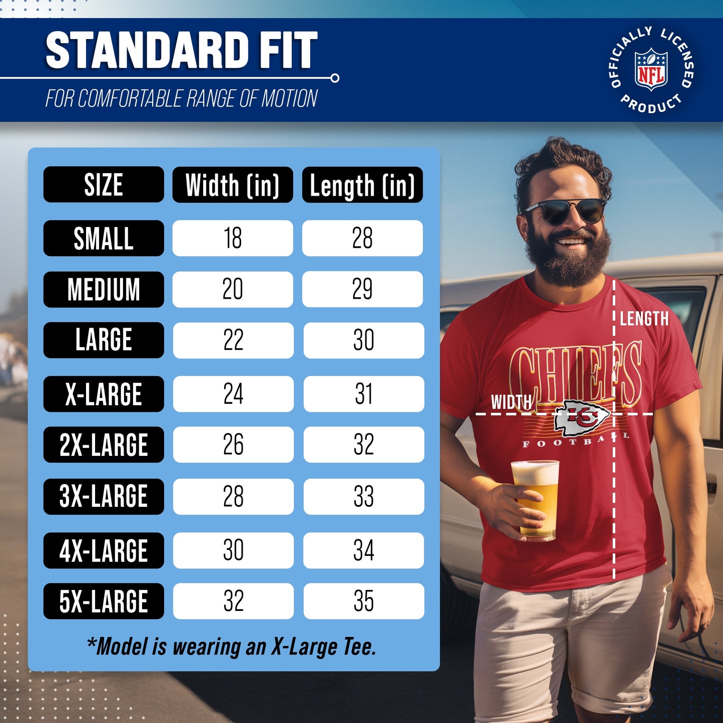 Kansas City Chiefs NFL Adult Overtime Blueprint Tag-Less T-Shirt - Red