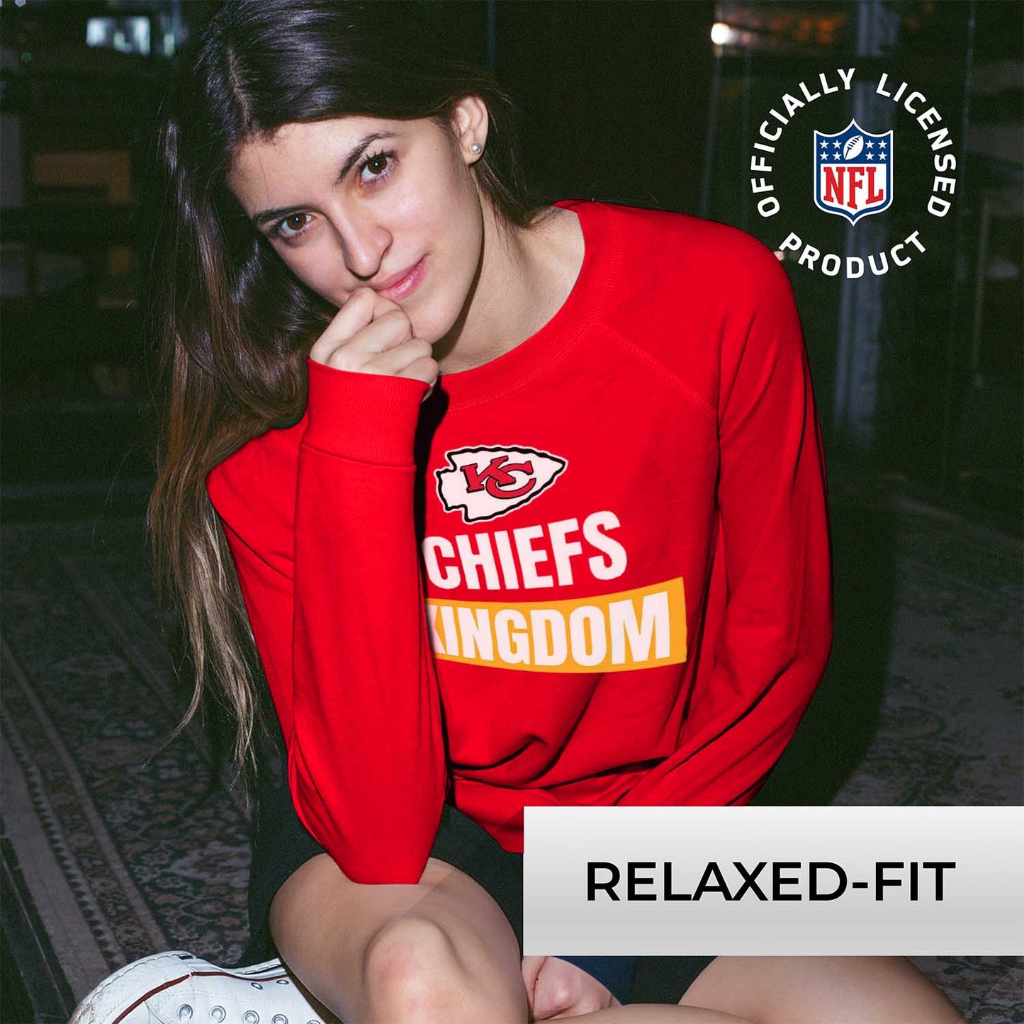 Kansas City Chiefs NFL Womens Team Slogan Crew Neck - Red