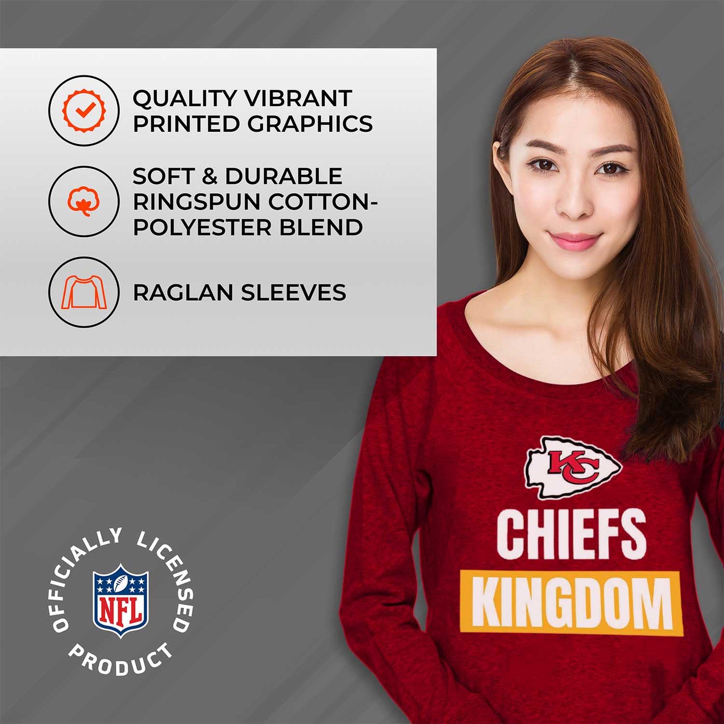 Kansas City Chiefs NFL Womens Team Slogan Crew Neck - Red