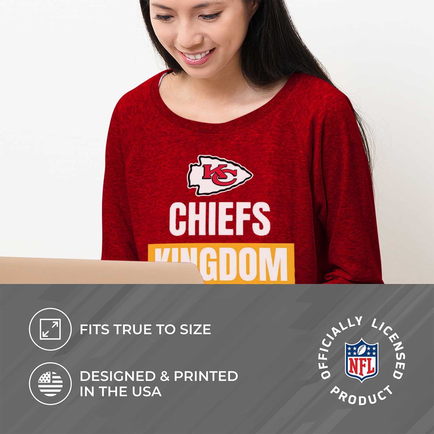 Kansas City Chiefs NFL Womens Team Slogan Crew Neck - Red