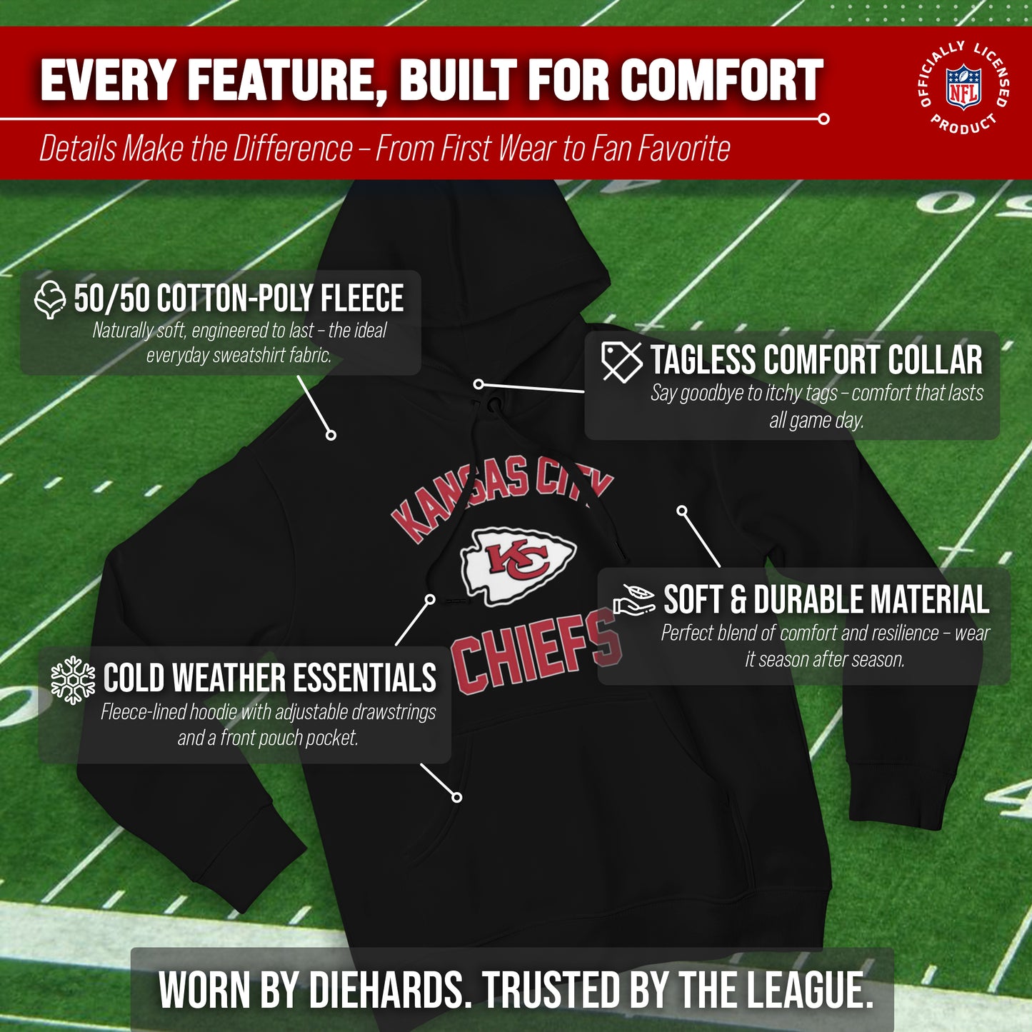 Kansas City Chiefs NFL Adult Gameday Hooded Sweatshirt - Black