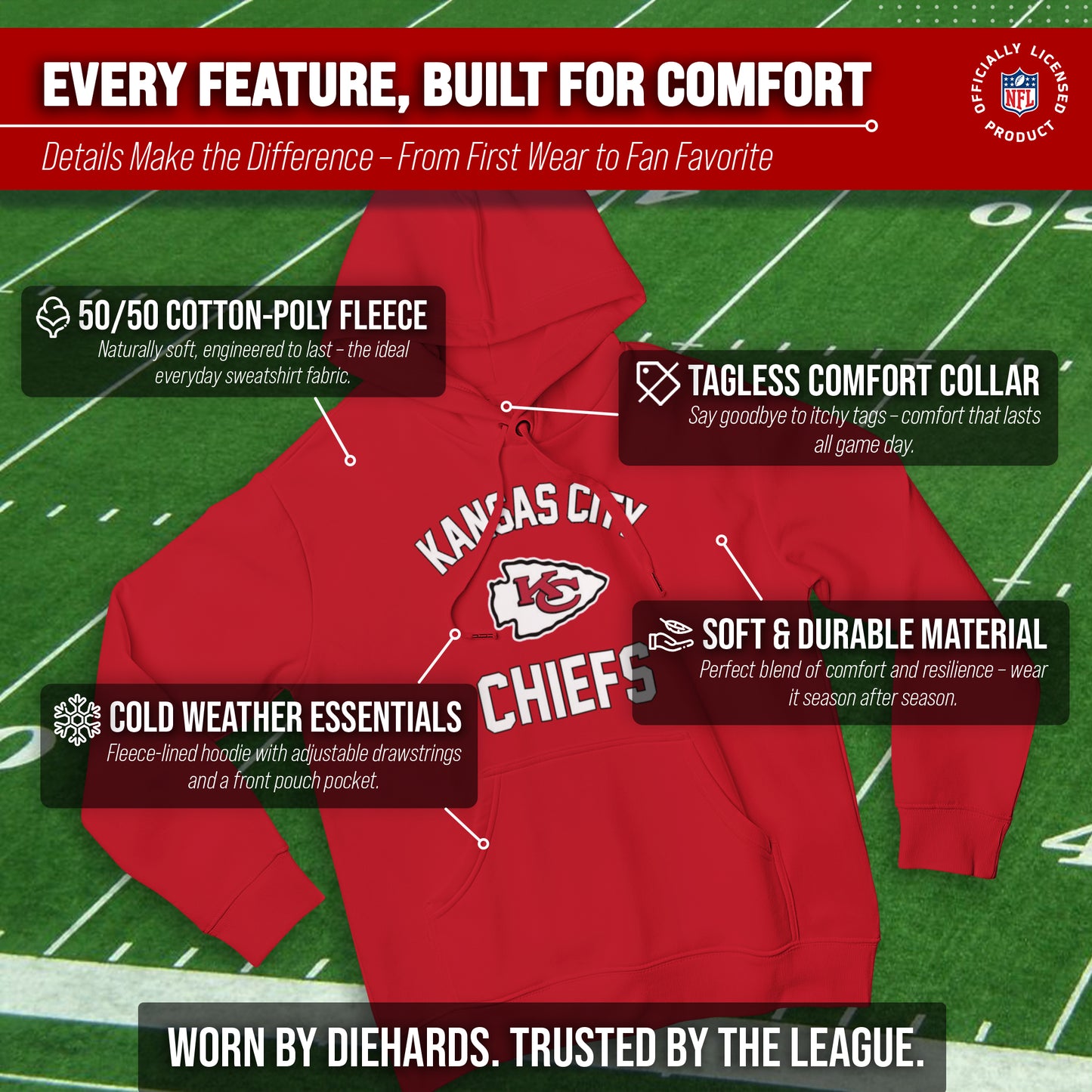 Kansas City Chiefs NFL Adult Gameday Hooded Sweatshirt - Red