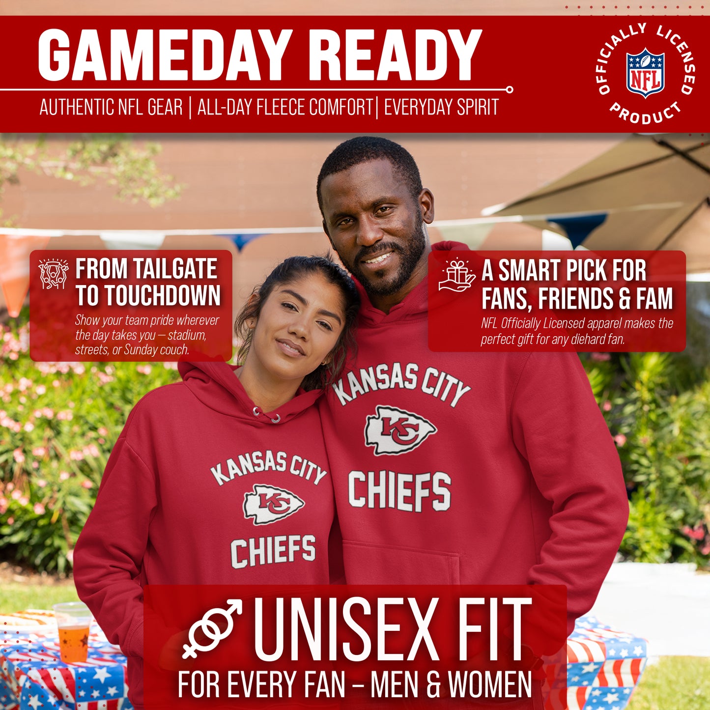 Kansas City Chiefs NFL Adult Gameday Hooded Sweatshirt - Red
