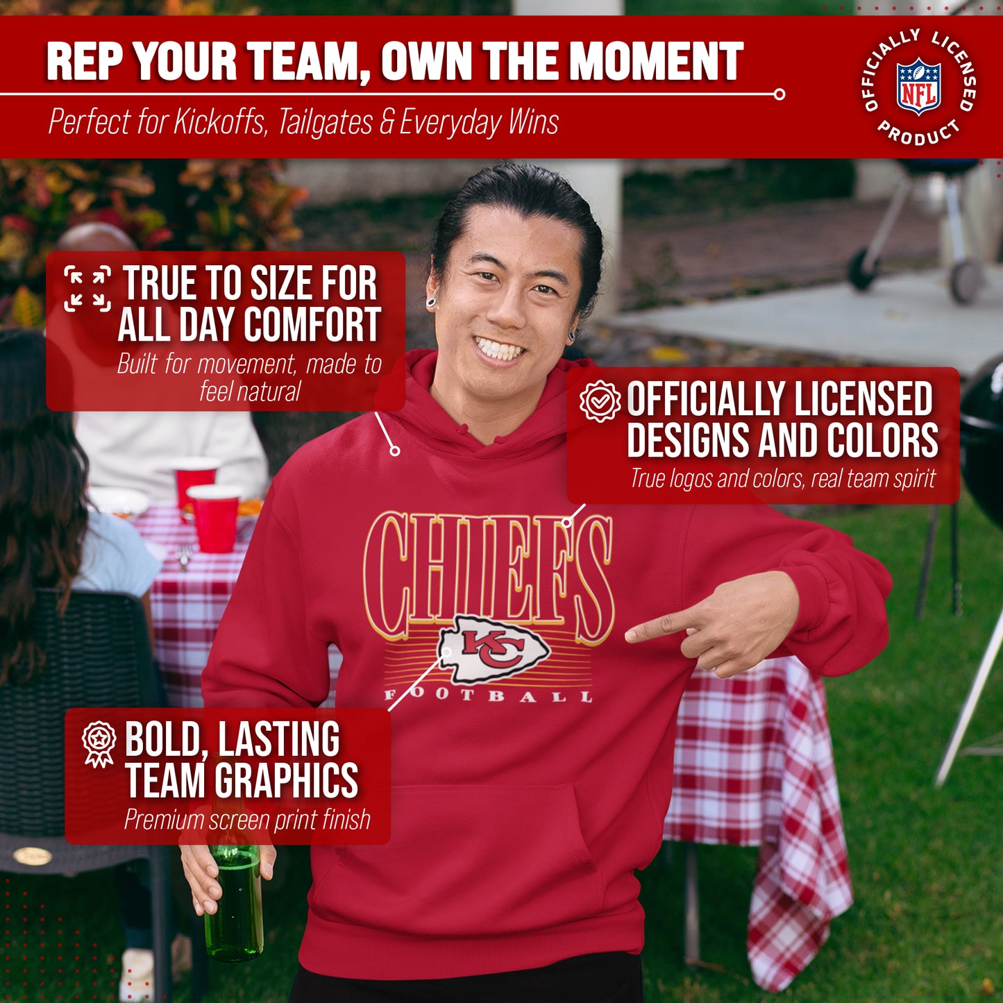 Kansas City Chiefs NFL Adult Unisex Overtime Blueprint Soft Fleece Hooded Sweatshirt - Red