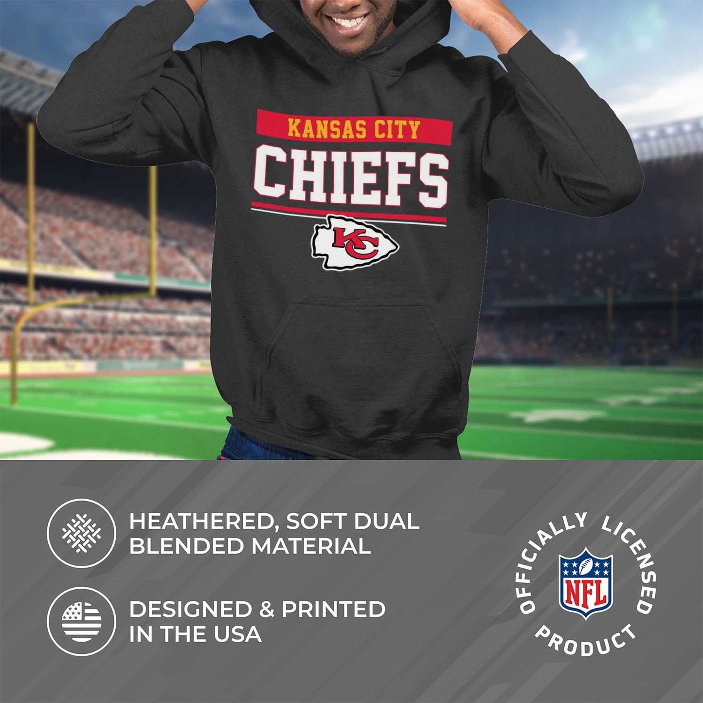 Kansas City Chiefs NFL Adult Gameday Charcoal Hooded Sweatshirt - Charcoal