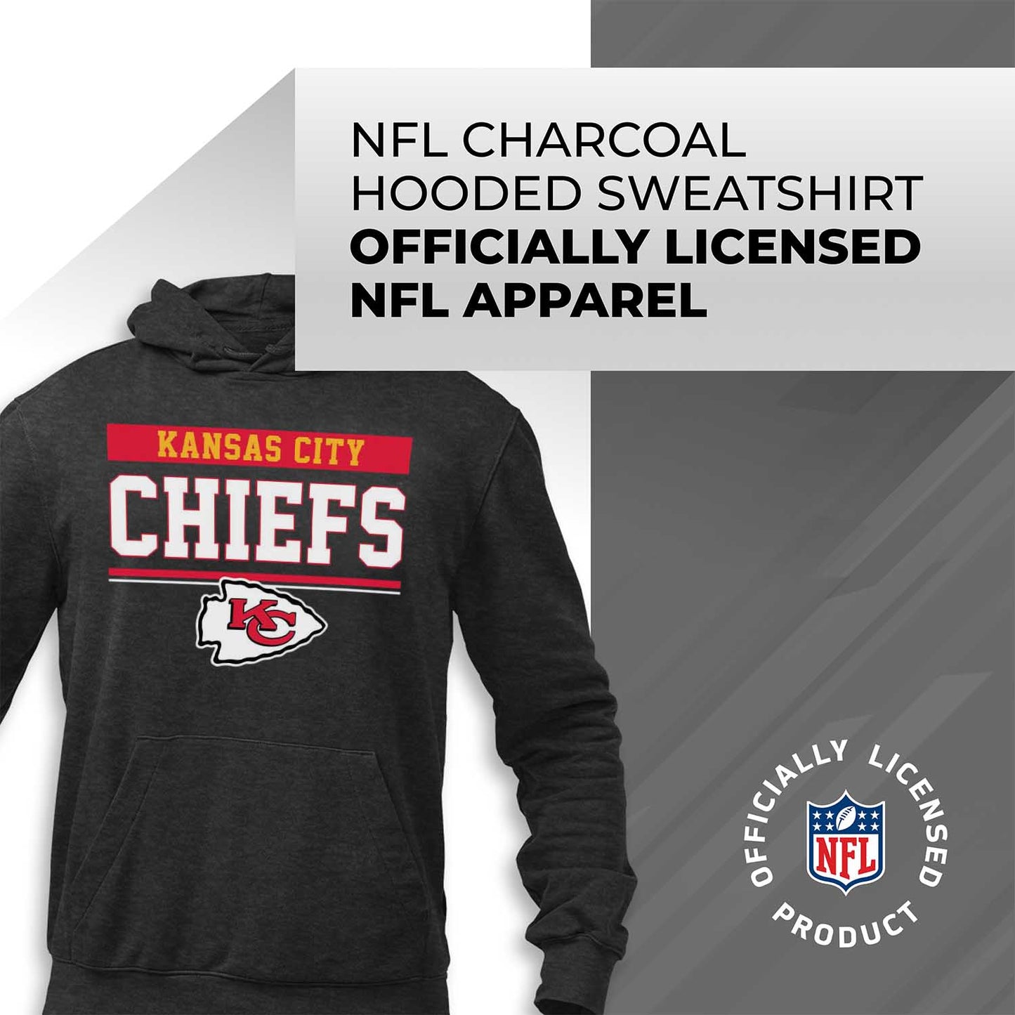 Kansas City Chiefs NFL Adult Gameday Charcoal Hooded Sweatshirt - Charcoal