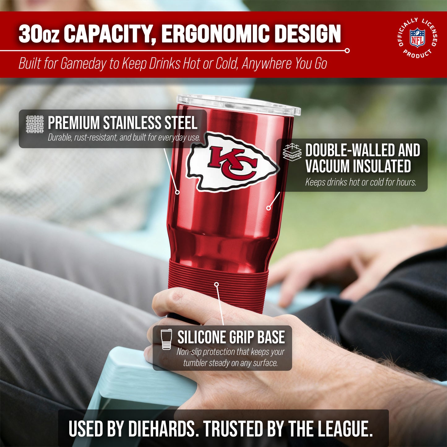 Kansas City Chiefs NFL 30oz Gameday Stainless Steel Tumbler - Red
