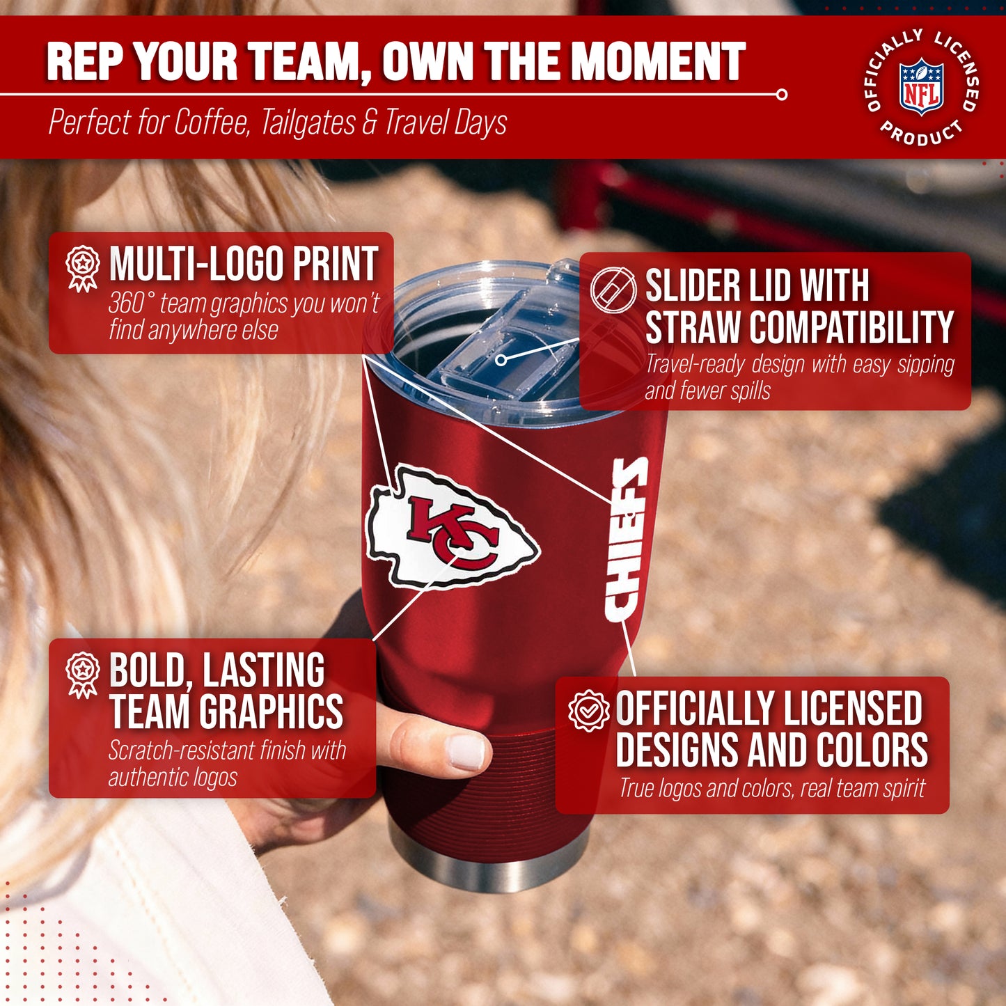 Kansas City Chiefs NFL 30oz Gameday Stainless Steel Tumbler - Red