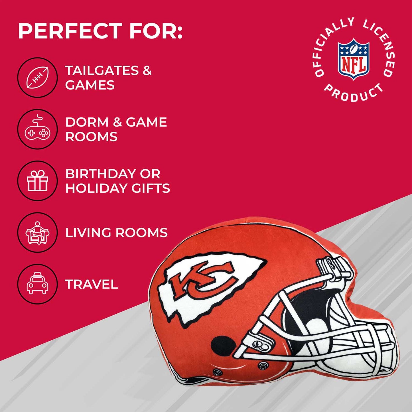 Kansas City Chiefs NFL Helmet Football Super Soft Plush Pillow - Red