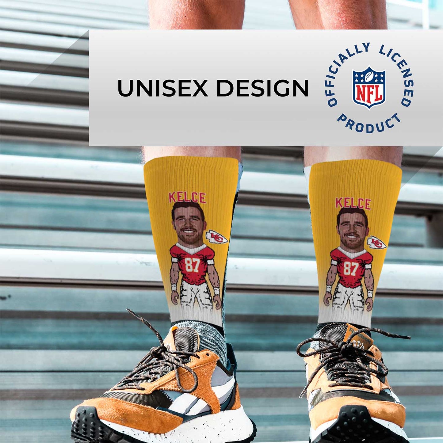 Kansas City Chiefs FBF NFL Adult V Curve MVP Player Crew Socks - Gold