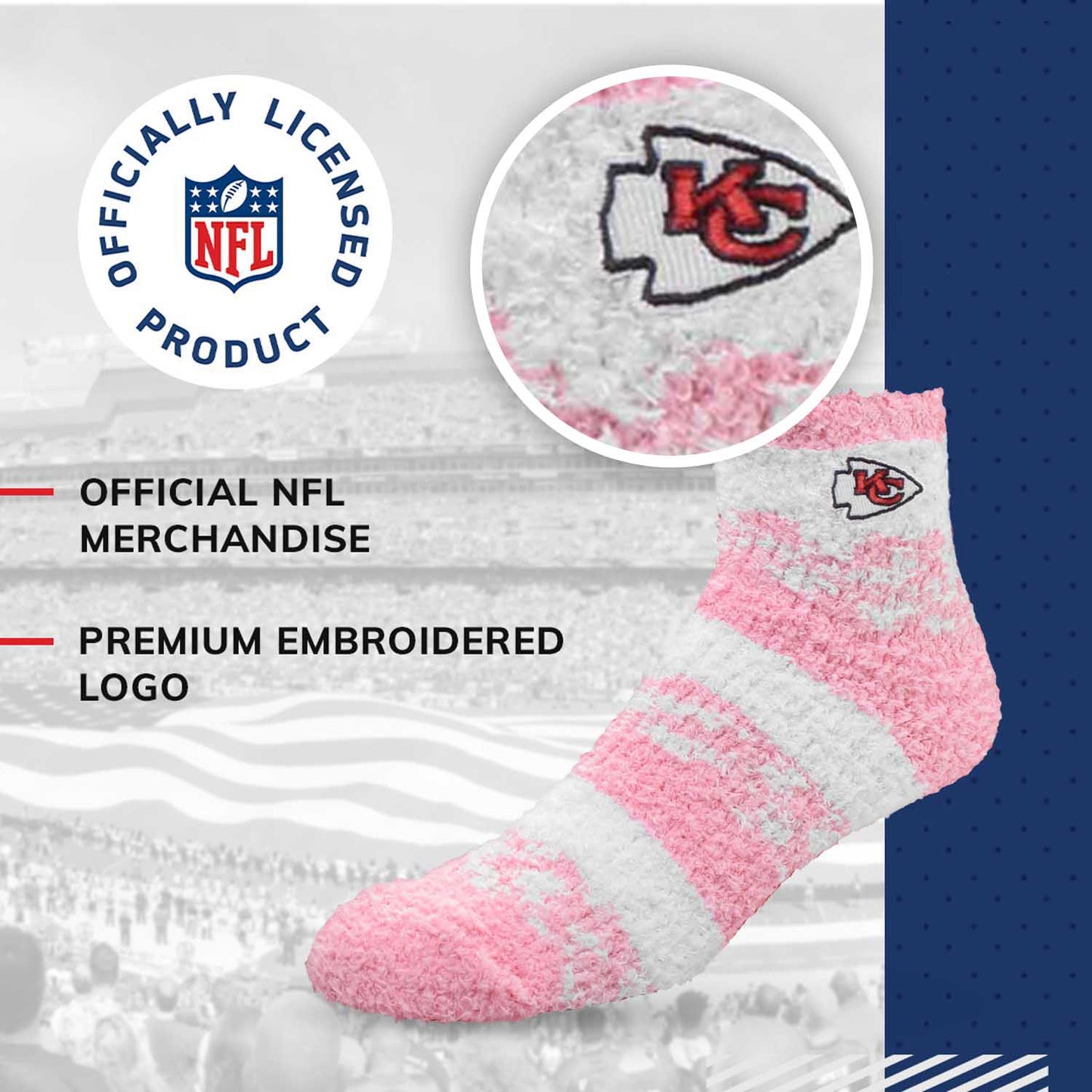 Kansas City Chiefs NFL Cozy Soft Slipper Socks - Pink