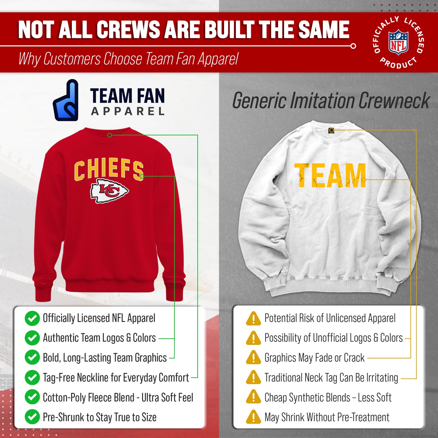 Kansas City Chiefs NFL Home Team Crew - Red