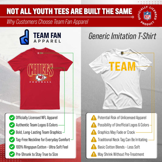 Kansas City Chiefs NFL Youth Overtime Blueprint Football T-Shirt Unisex Tag Free Comfortable - Red