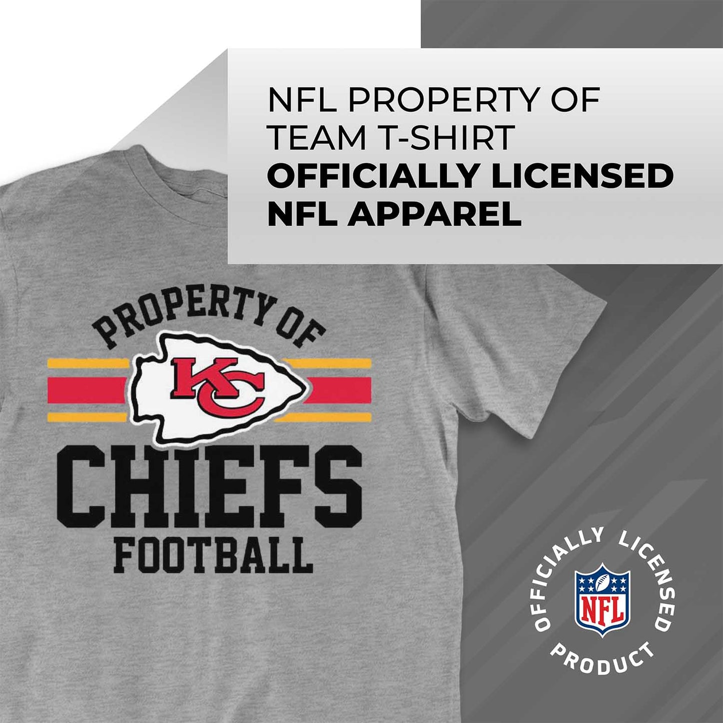 Kansas City Chiefs NFL Adult Property Of T-Shirt - Sport Gray