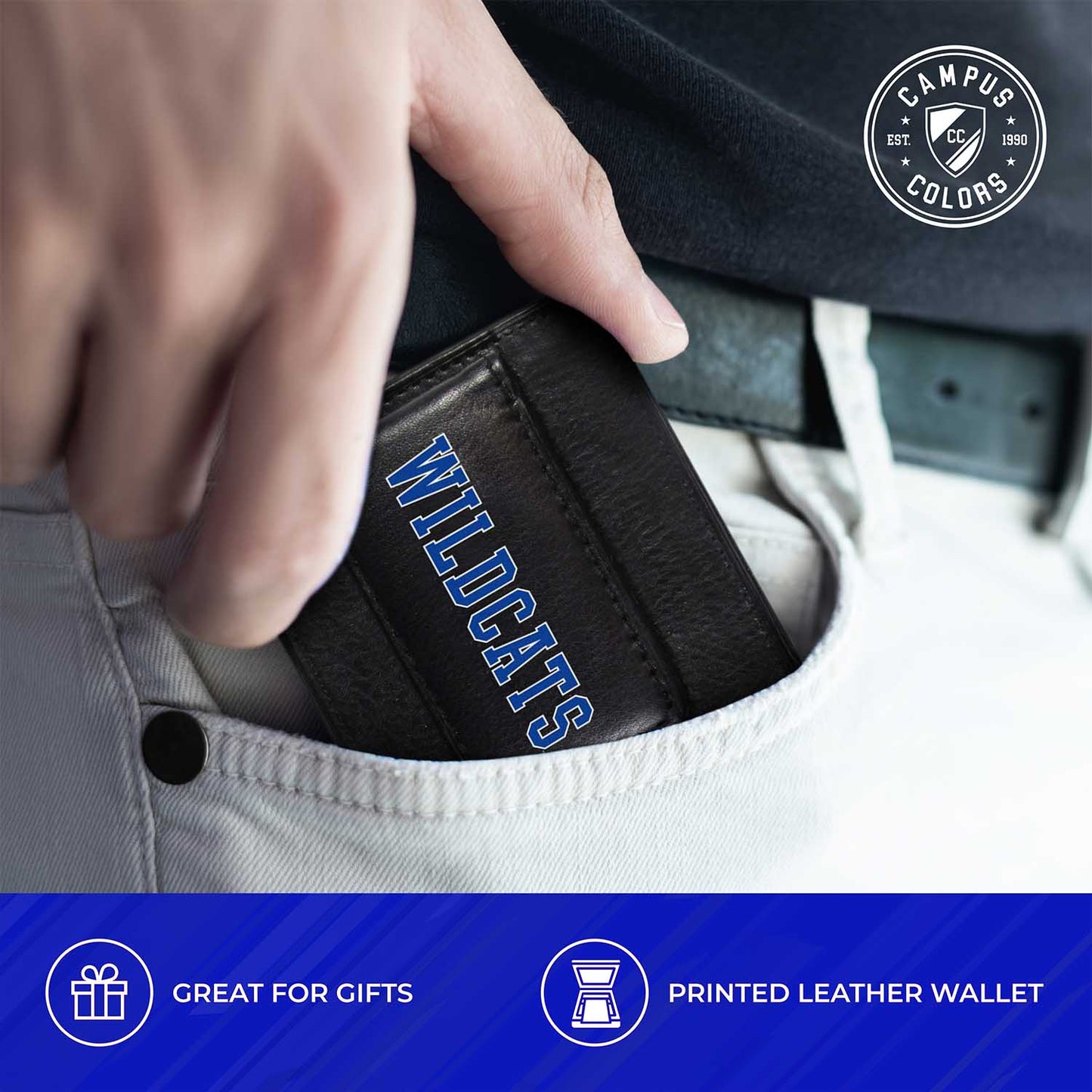 Kentucky Wildcats School Logo Leather Card/Cash Holder and Bottle Opener Keychain Bundle - Black