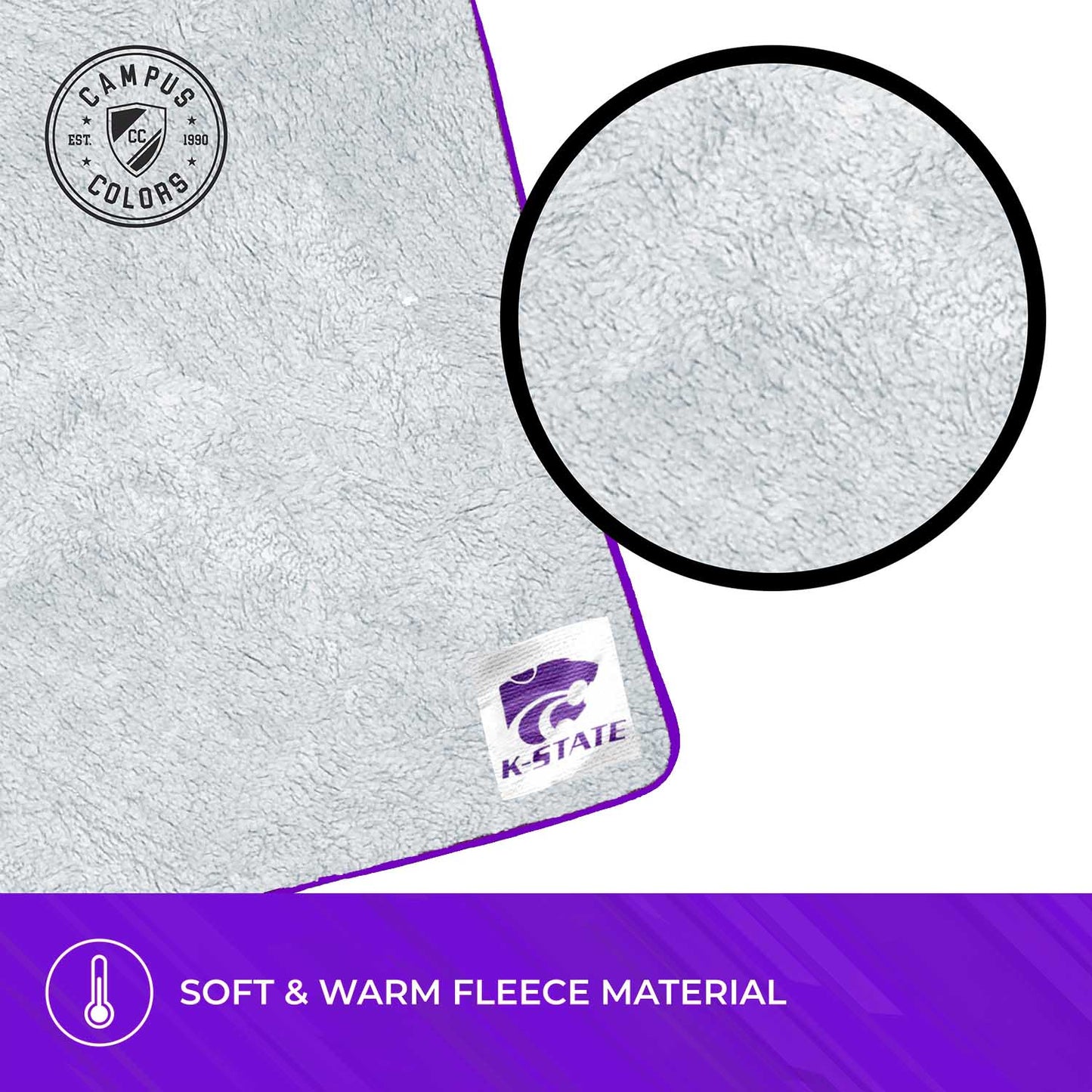Kansas State Wildcats NCAA Silk Sherpa College Throw Blanket - Purple