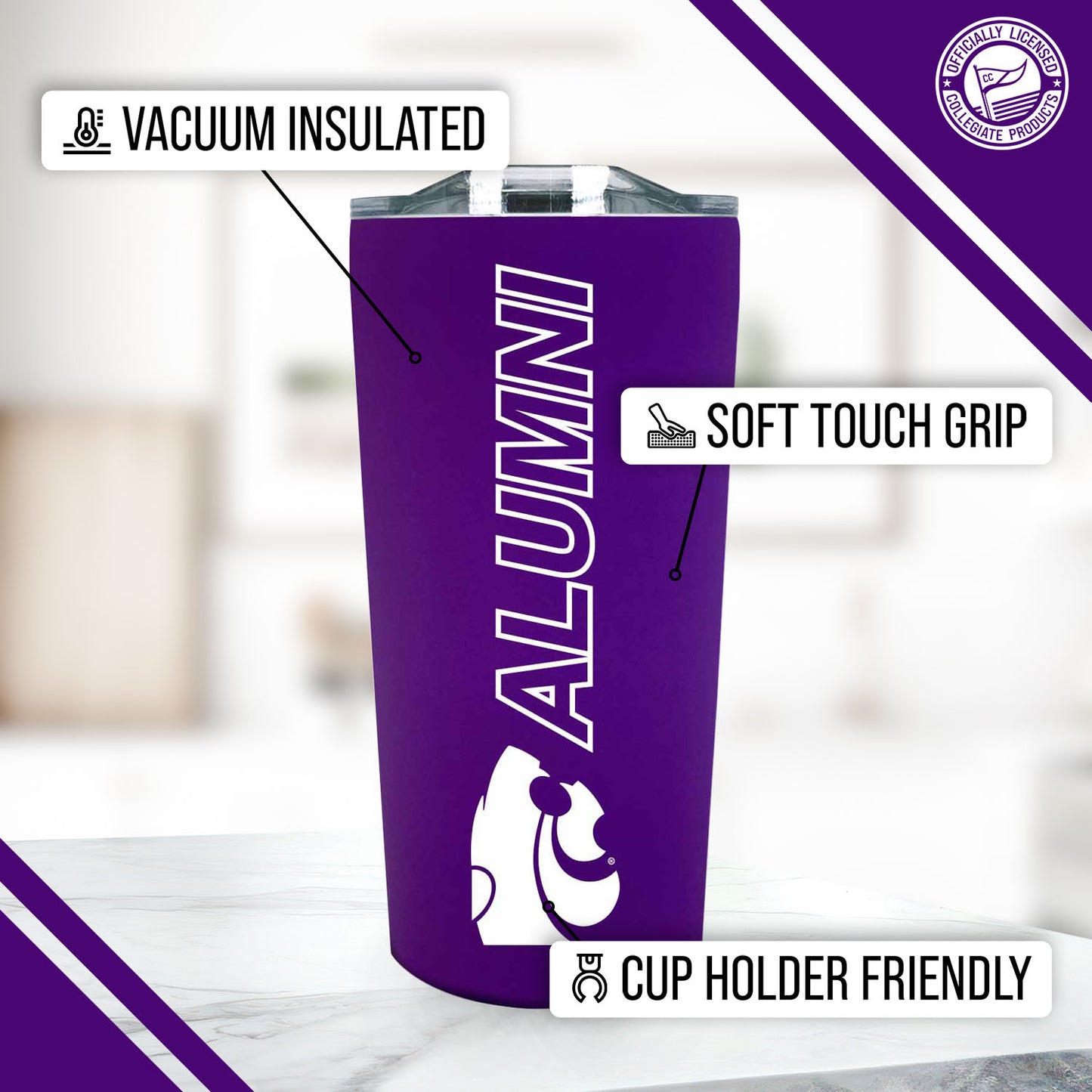 Kansas State Wildcats Collegiate Stainless Steel Travel Tumbler for Alumni - Purple