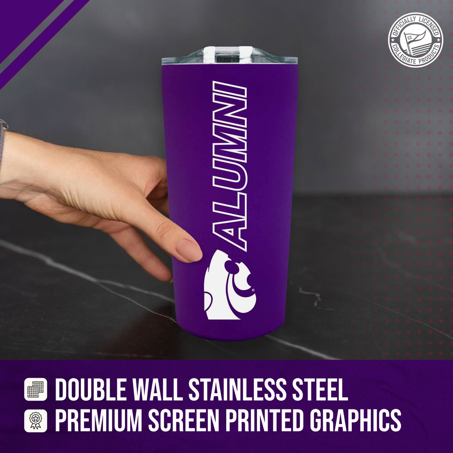 Kansas State Wildcats Collegiate Stainless Steel Travel Tumbler for Alumni - Purple