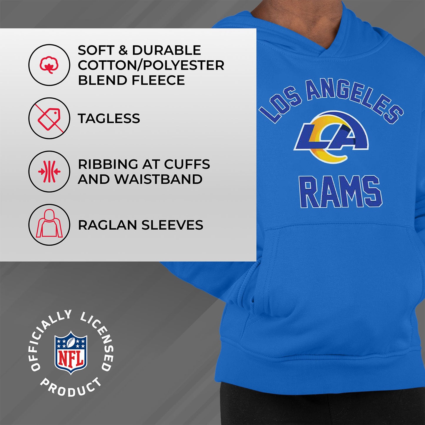 Los Angeles Rams NFL Youth Gameday Hooded Sweatshirt - Royal