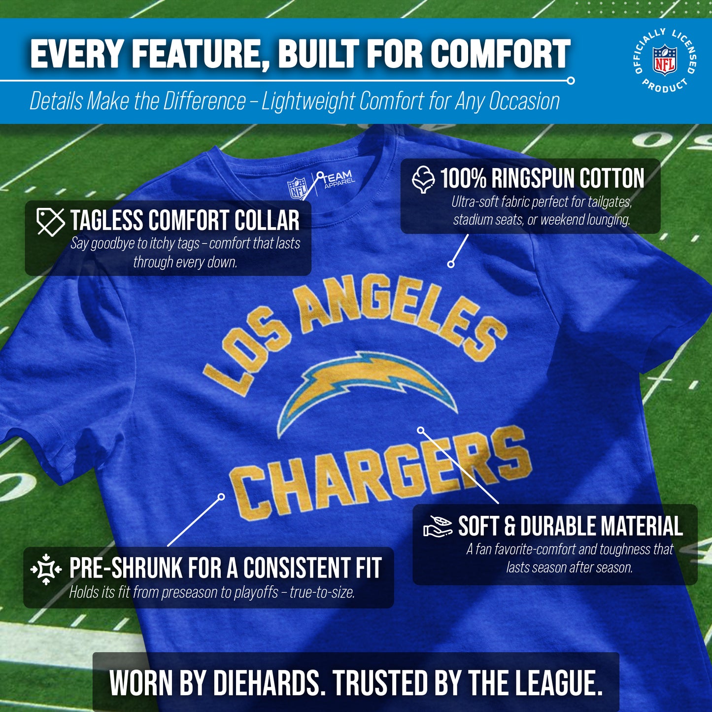 Los Angeles Chargers NFL Adult Gameday T-Shirt - Royal