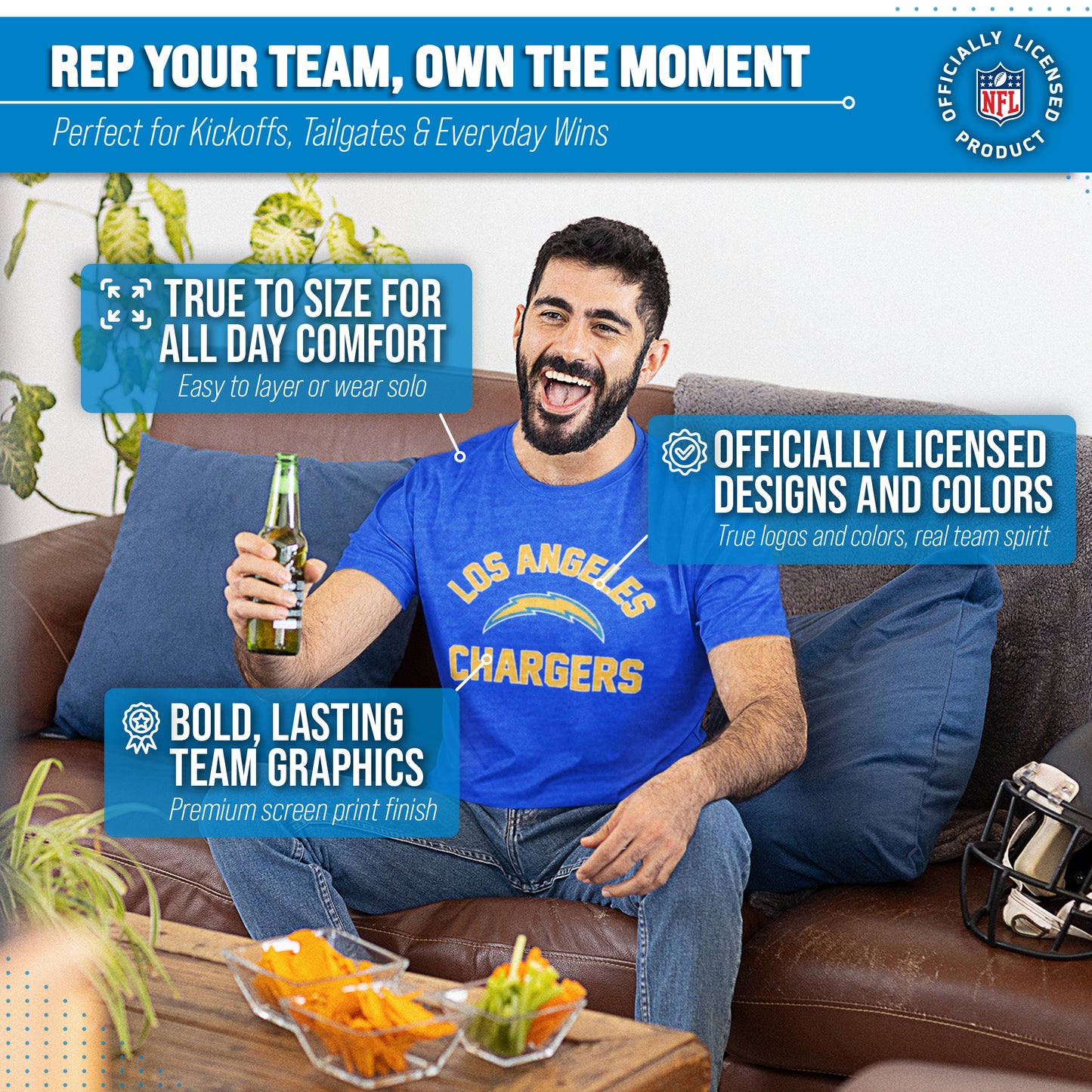 Los Angeles Chargers NFL Adult Gameday T-Shirt - Royal