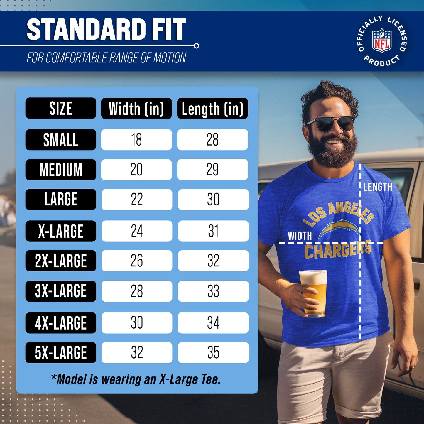 Los Angeles Chargers NFL Adult Gameday T-Shirt - Royal