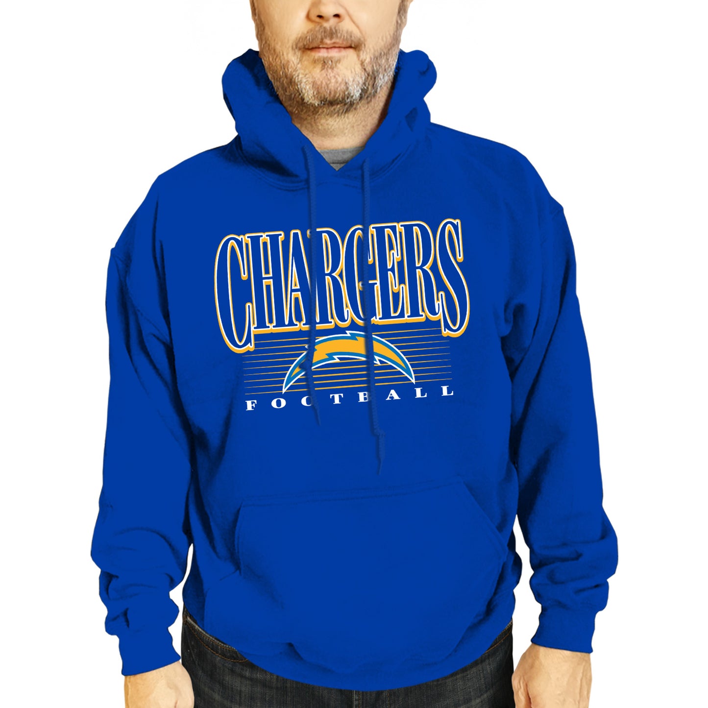 Los Angeles Chargers NFL Adult Unisex Overtime Blueprint Soft Fleece Hooded Sweatshirt - Royal