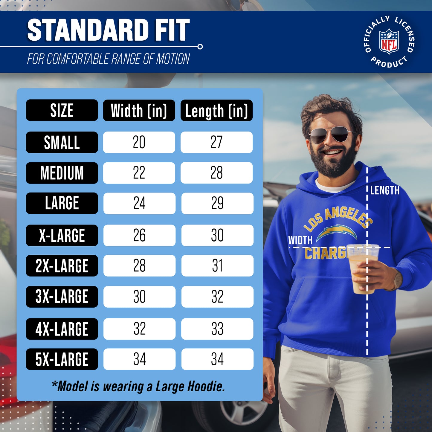 Los Angeles Chargers NFL Adult Gameday Hooded Sweatshirt - Royal